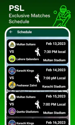 PSL 8  Psl 2023 Live shedule android App screenshot 3